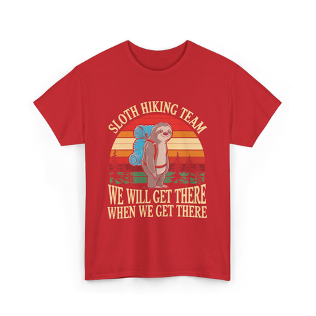 Sloth Hiking Team Hiking Enthusiast T-Shirt - Red