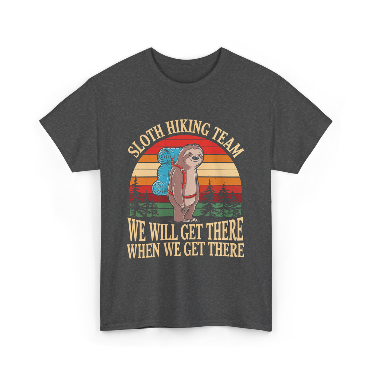 Sloth Hiking Team Hiking Enthusiast T-Shirt - Dark Heather