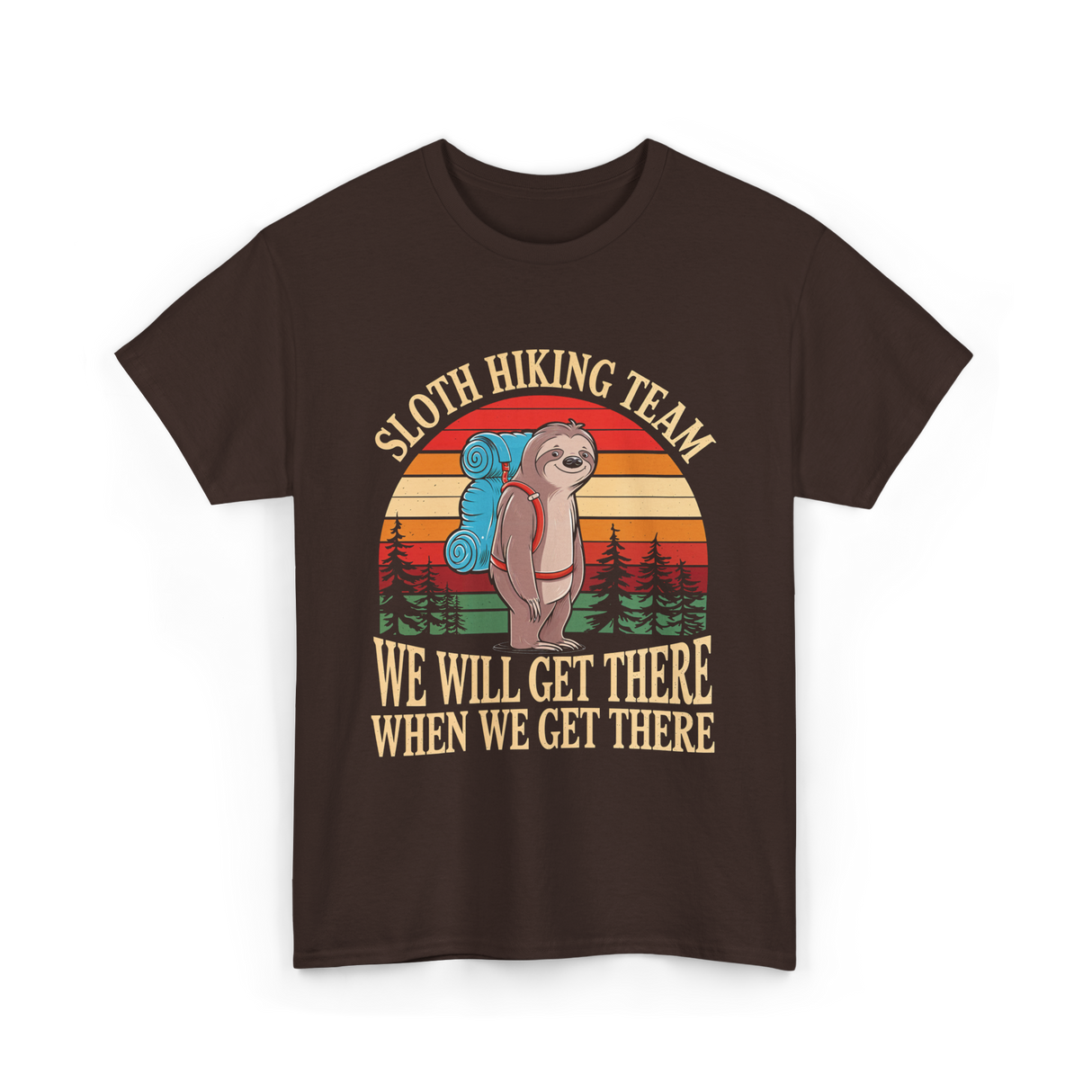 Sloth Hiking Team Hiking Enthusiast T-Shirt - Dark Chocolate