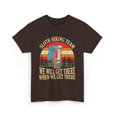 Sloth Hiking Team Hiking Enthusiast T-Shirt - Dark Chocolate