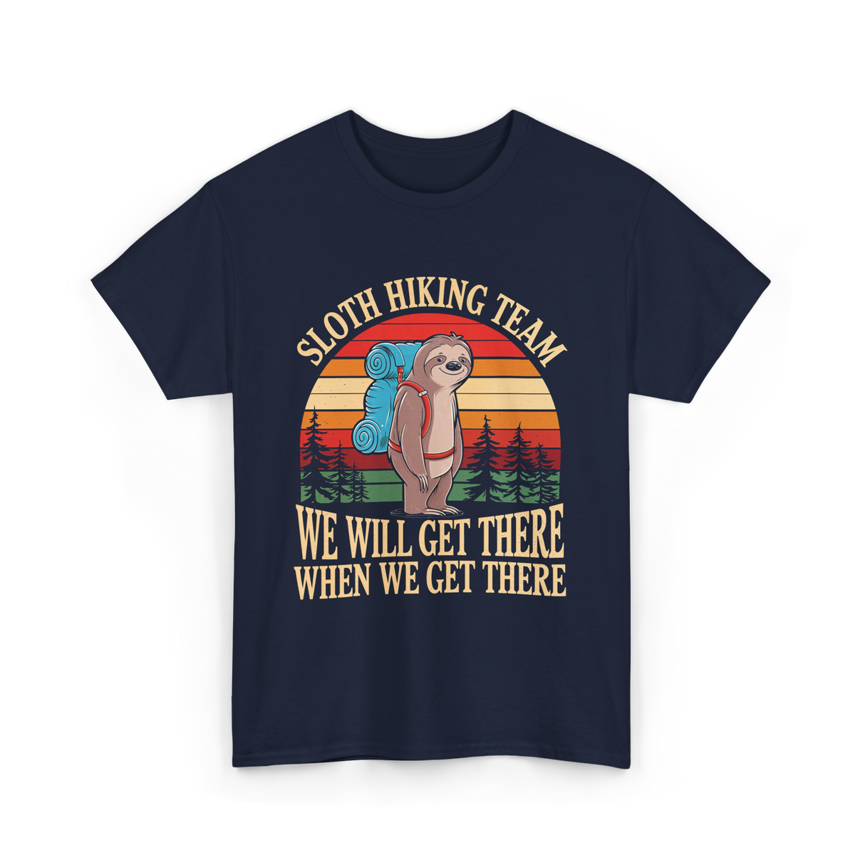 Sloth Hiking Team Hiking Enthusiast T-Shirt - Navy