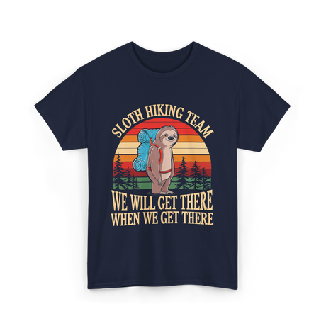 Sloth Hiking Team Hiking Enthusiast T-Shirt - Navy