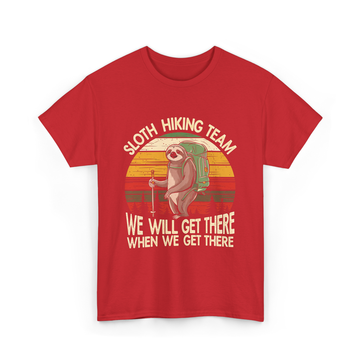 Sloth Hiking Team Sloth T-Shirt - Red