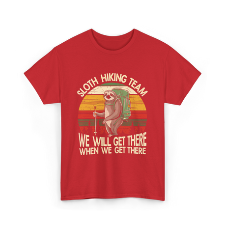 Sloth Hiking Team Sloth T-Shirt - Red