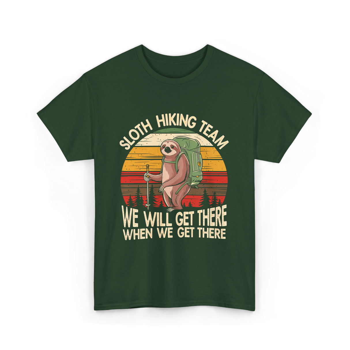 Sloth Hiking Team Sloth T-Shirt - Forest Green