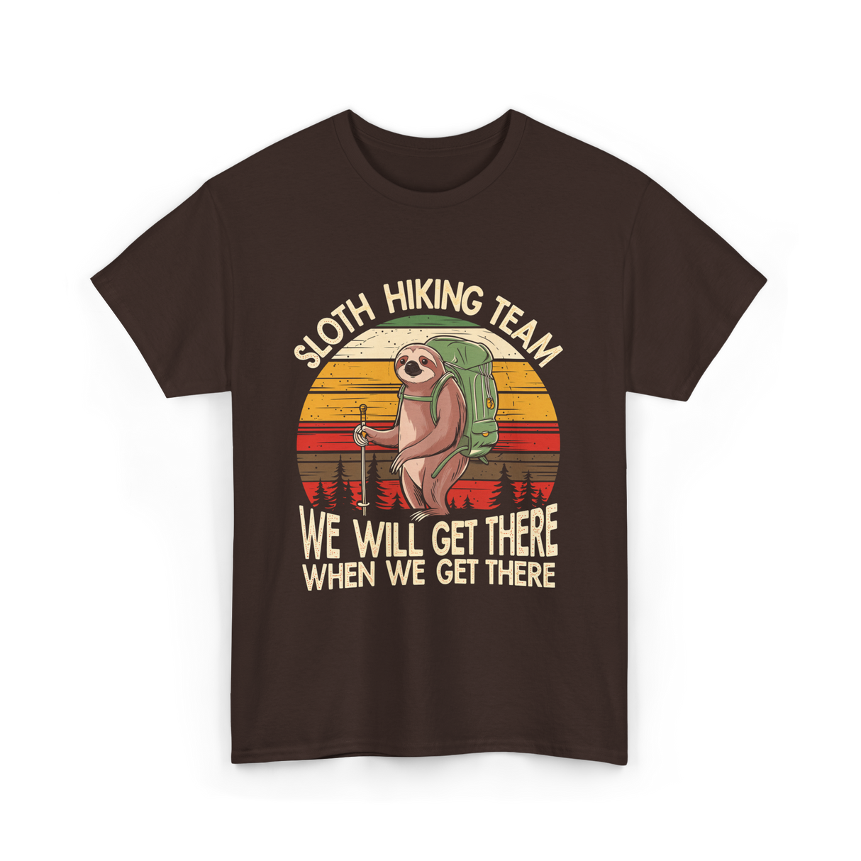 Sloth Hiking Team Sloth T-Shirt - Dark Chocolate