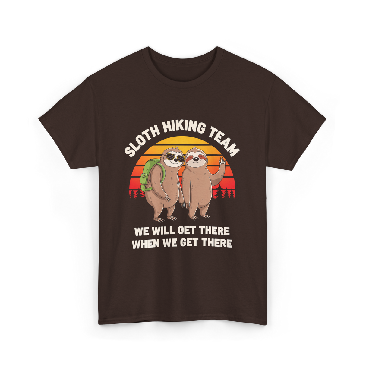 Sloth Hiking Team Sloths Adventure T-Shirt - Dark Chocolate