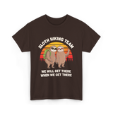 Sloth Hiking Team Sloths Adventure T-Shirt - Dark Chocolate