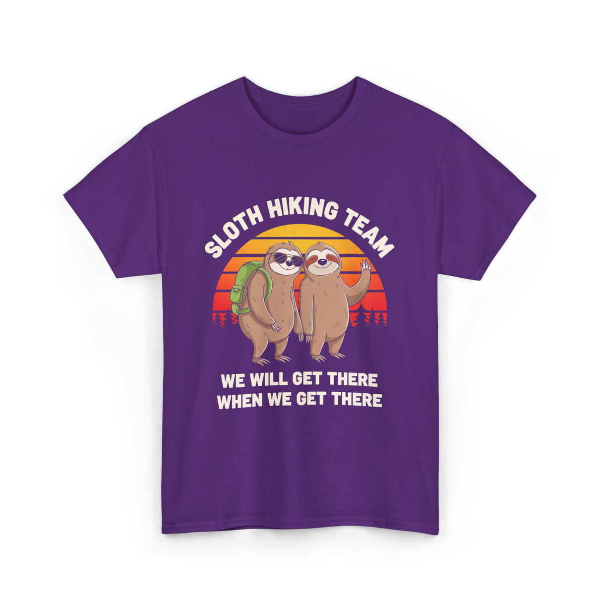 Sloth Hiking Team Sloths Adventure T-Shirt - Purple