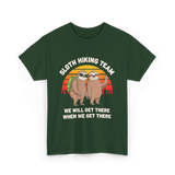 Sloth Hiking Team Sloths Adventure T-Shirt - Forest Green