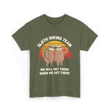 Sloth Hiking Team Sloths Adventure T-Shirt - Military Green