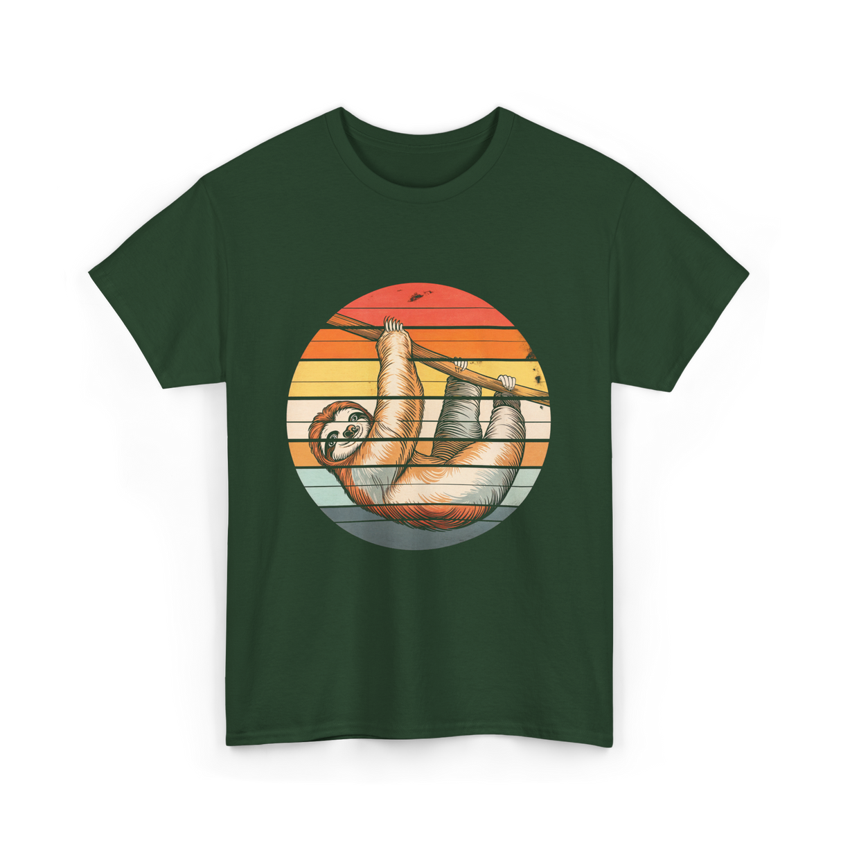 Sloth Lover Retro Sloth Animal T-Shirt - Forest Green