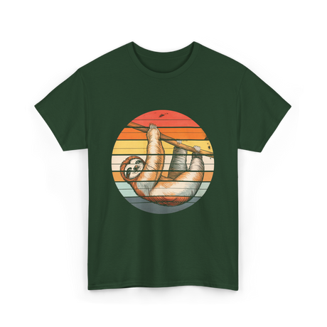 Sloth Lover Retro Sloth Animal T-Shirt - Forest Green