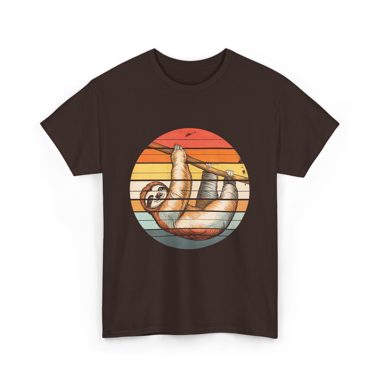 Sloth Lover Retro Sloth Animal T-Shirt - Dark Chocolate