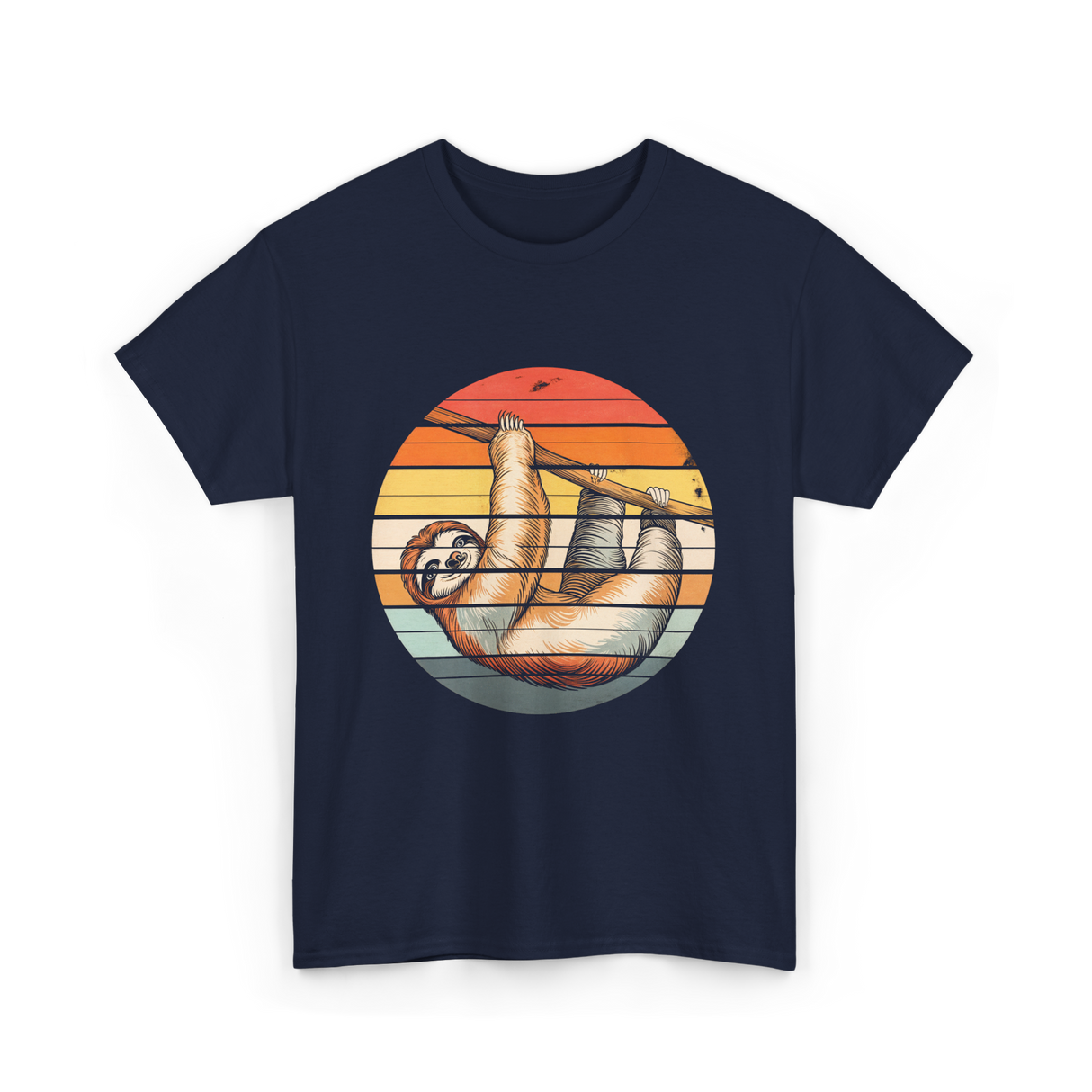 Sloth Lover Retro Sloth Animal T-Shirt - Navy