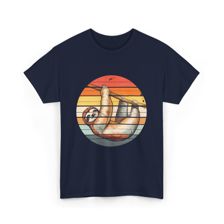 Sloth Lover Retro Sloth Animal T-Shirt - Navy