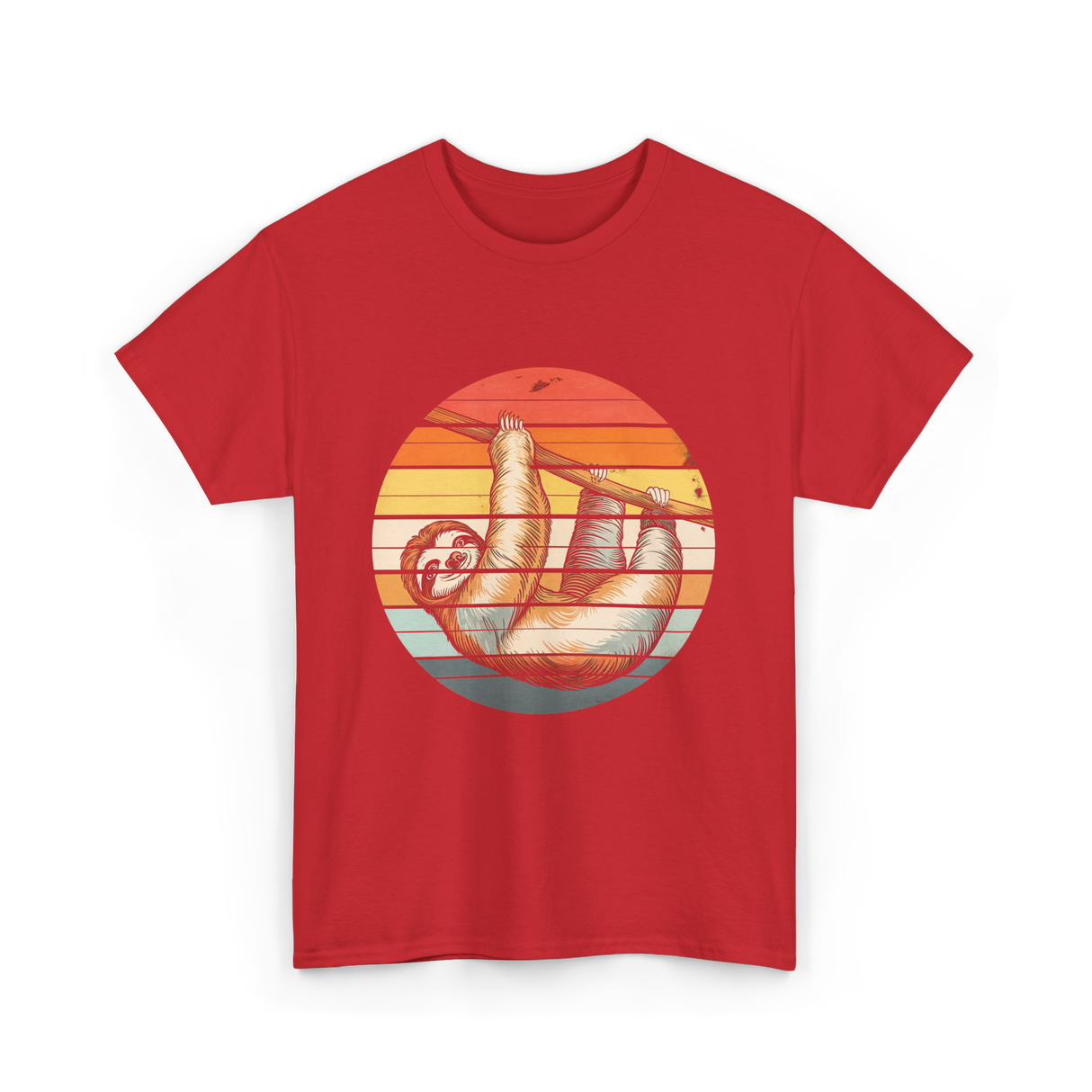 Sloth Lover Retro Sloth Animal T-Shirt - Red