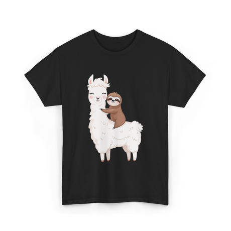 Sloth Riding Llama Sloth T-Shirt - Black