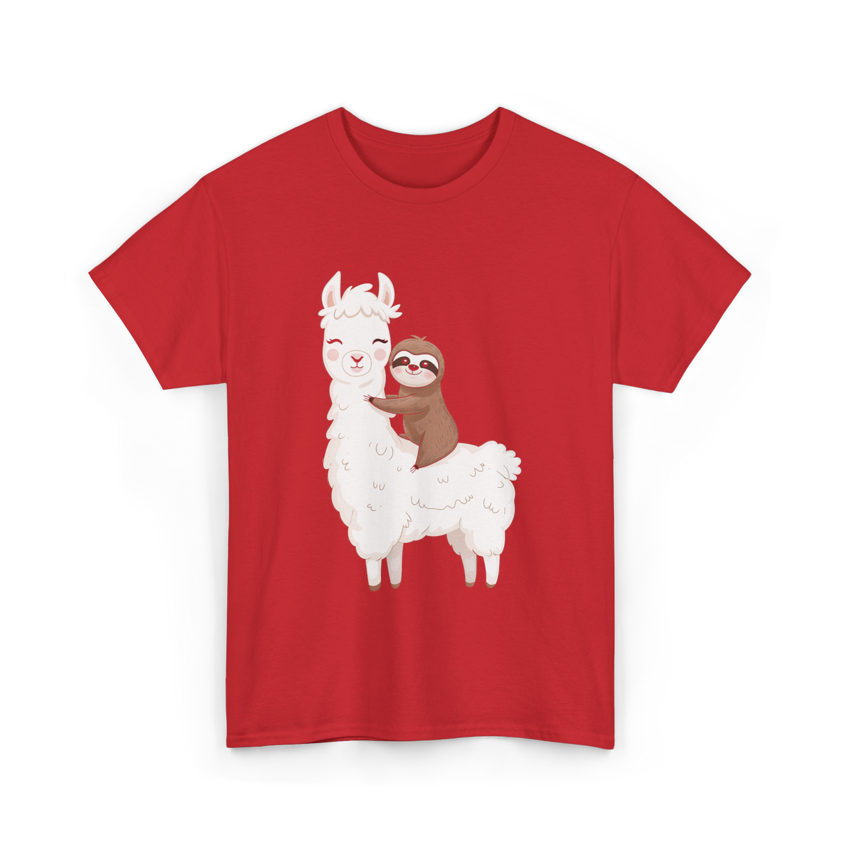 Sloth Riding Llama Sloth T-Shirt - Red