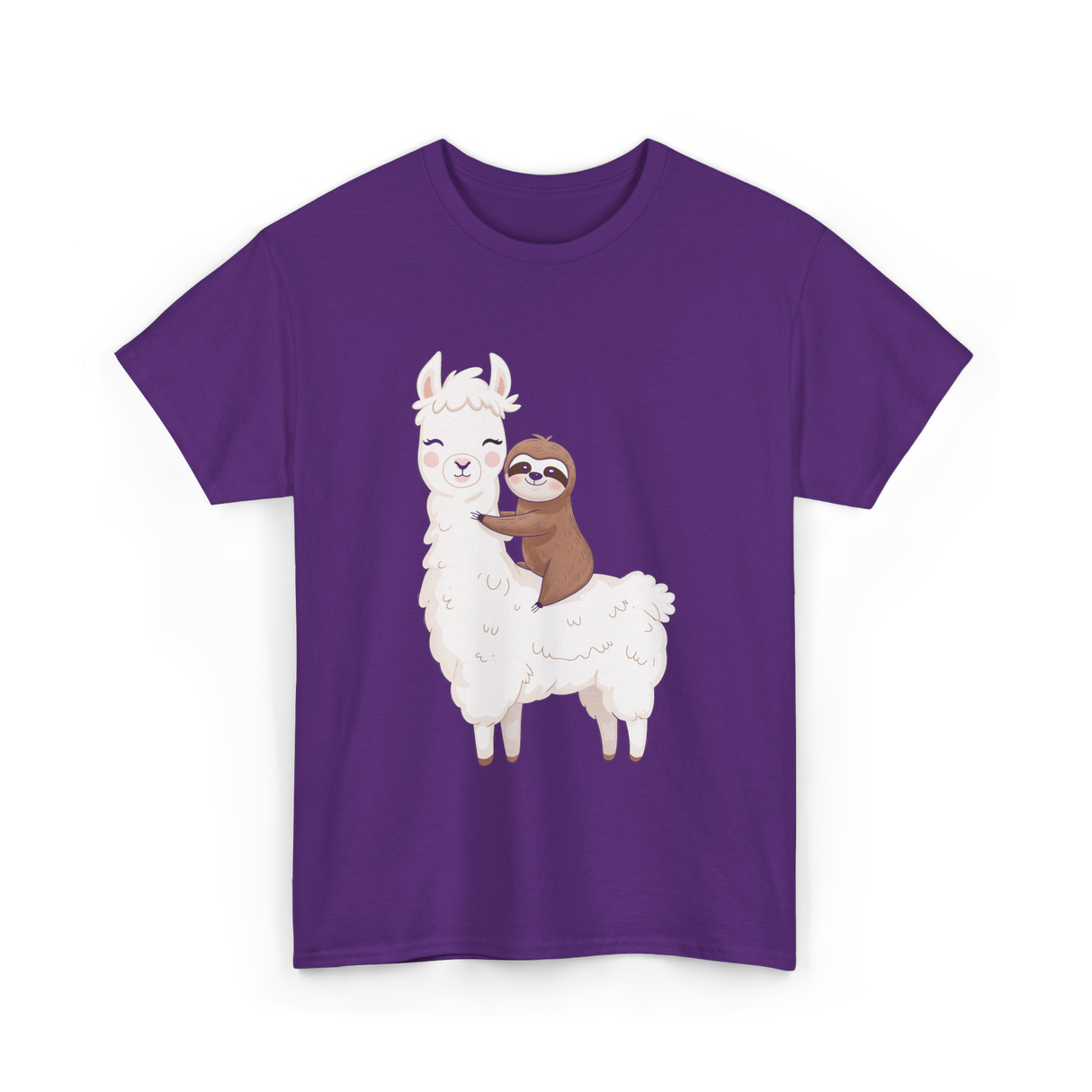 Sloth Riding Llama Sloth T-Shirt - Purple