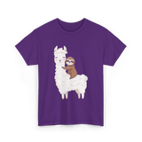 Sloth Riding Llama Sloth T-Shirt - Purple