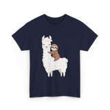 Sloth Riding Llama Sloth T-Shirt - Navy