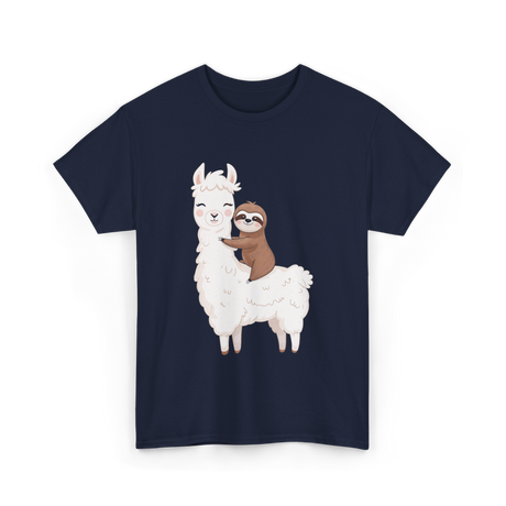 Sloth Riding Llama Sloth T-Shirt - Navy