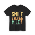 Smile Every Mile Running Jogging T-Shirt - Black