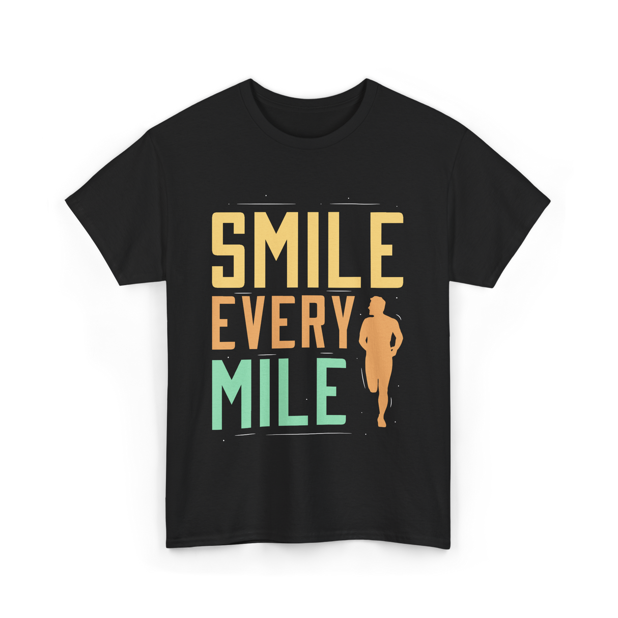 Smile Every Mile Running Jogging T-Shirt - Black