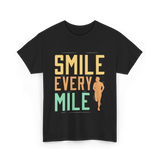 Smile Every Mile Running Jogging T-Shirt - Black