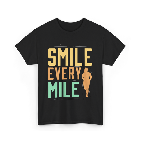 Smile Every Mile Running Jogging T-Shirt - Black