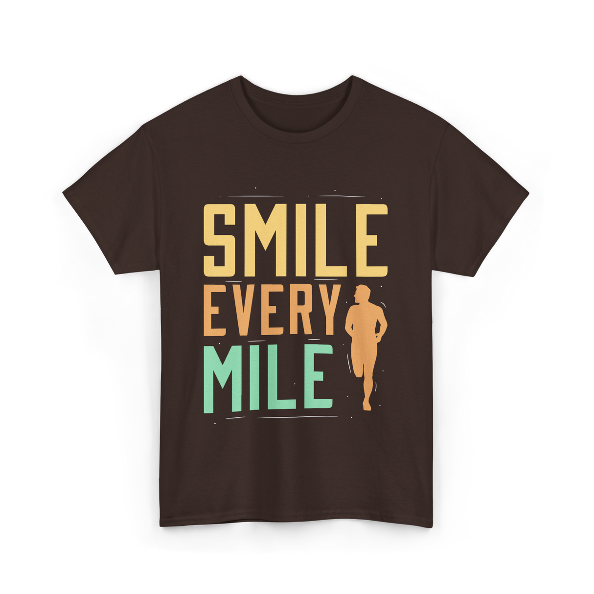 Smile Every Mile Running Jogging T-Shirt - Dark Chocolate