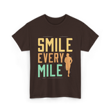 Smile Every Mile Running Jogging T-Shirt - Dark Chocolate