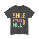 Smile Every Mile Running Jogging T-Shirt - Dark Heather