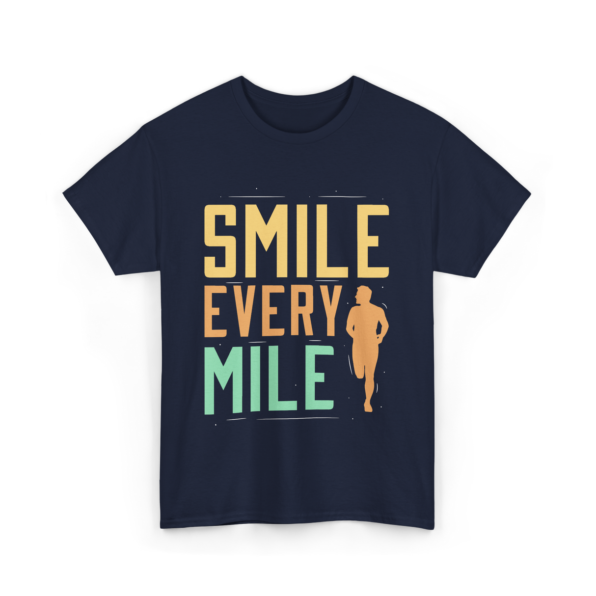 Smile Every Mile Running Jogging T-Shirt - Navy