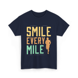 Smile Every Mile Running Jogging T-Shirt - Navy