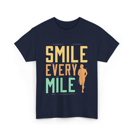 Smile Every Mile Running Jogging T-Shirt - Navy