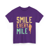 Smile Every Mile Running Jogging T-Shirt - Purple