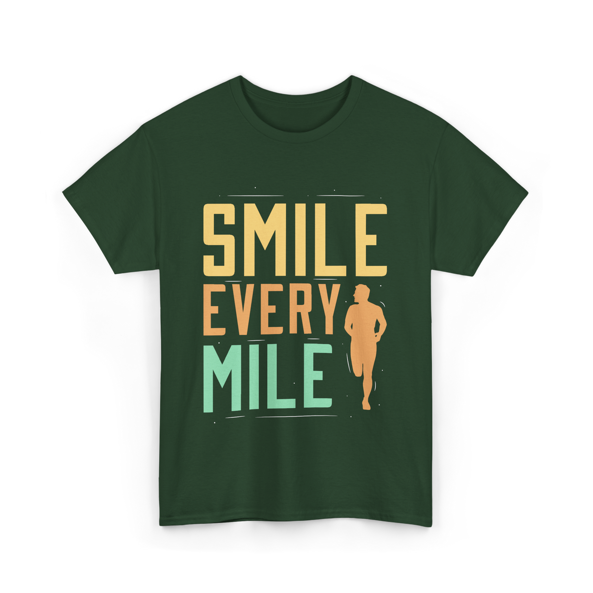 Smile Every Mile Running Jogging T-Shirt - Forest Green