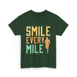 Smile Every Mile Running Jogging T-Shirt - Forest Green