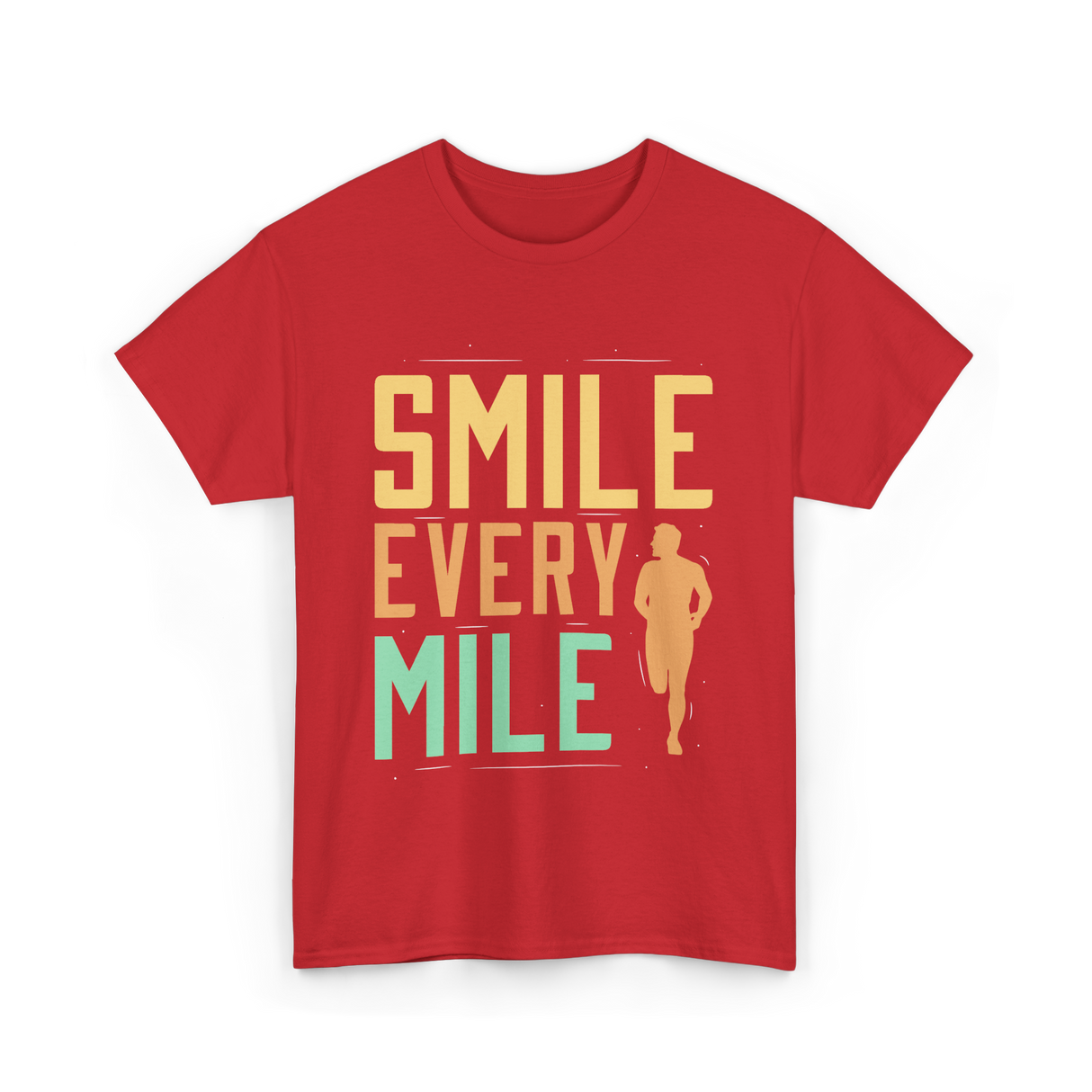 Smile Every Mile Running Jogging T-Shirt - Red