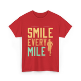 Smile Every Mile Running Jogging T-Shirt - Red