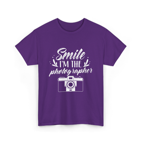 Smile I'm The Photographer Photography T-Shirt - Purple