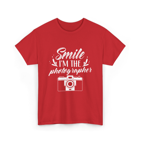 Smile I'm The Photographer Photography T-Shirt - Red