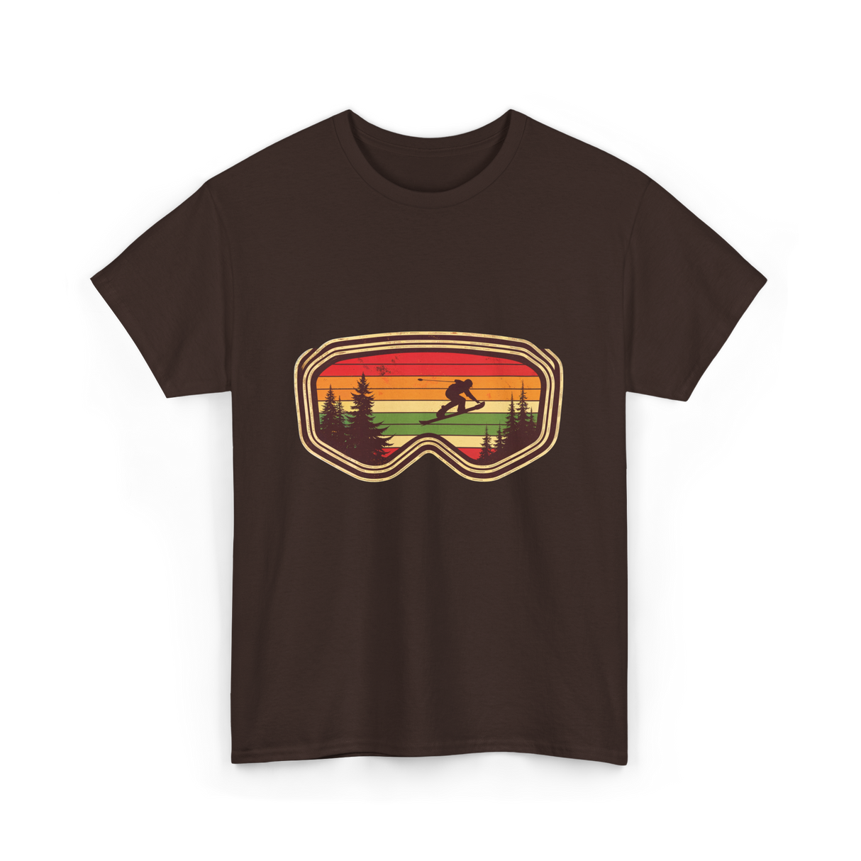 Snowboard Goggles Retro Adventure T-Shirt - Dark Chocolate