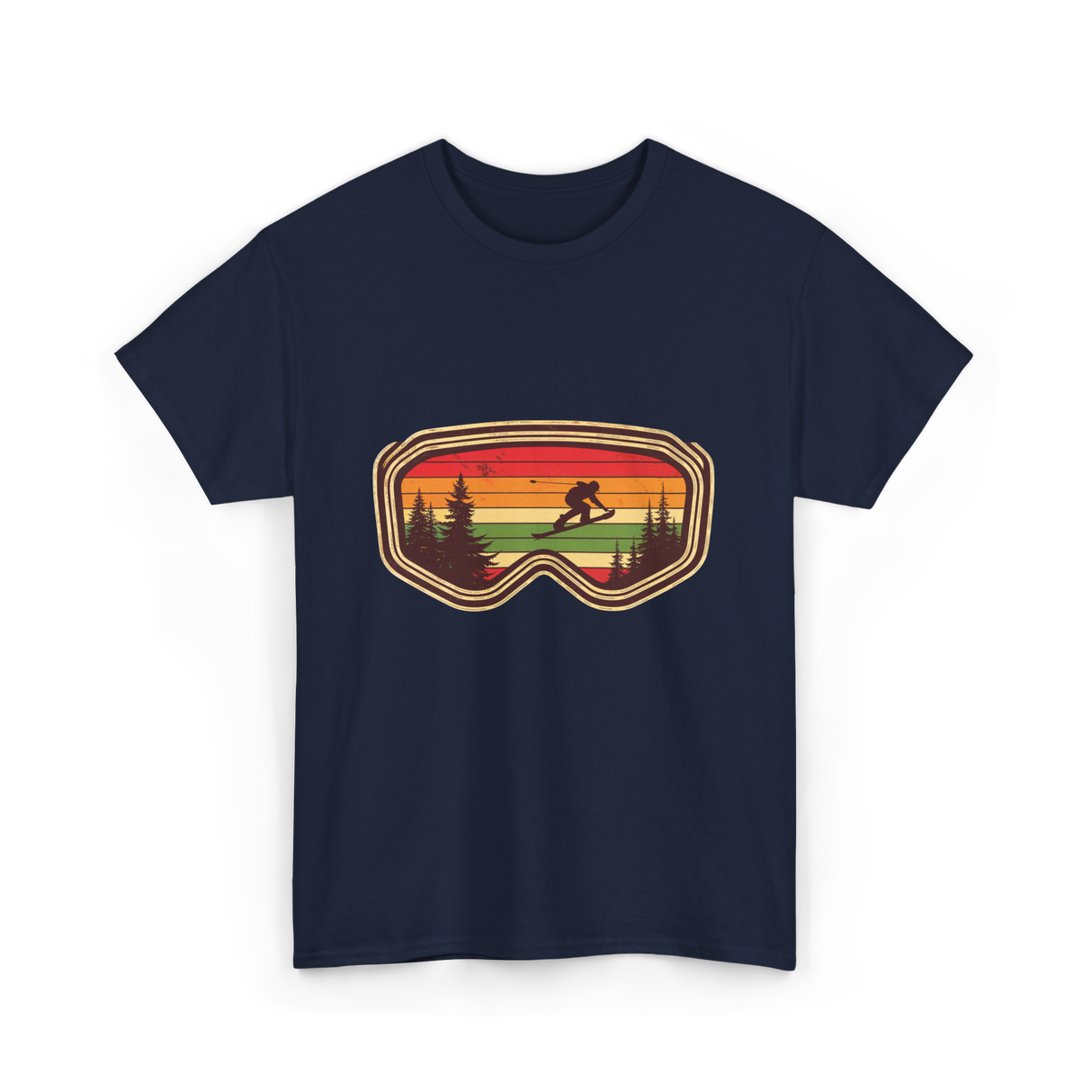 Snowboard Goggles Retro Adventure T-Shirt - Navy