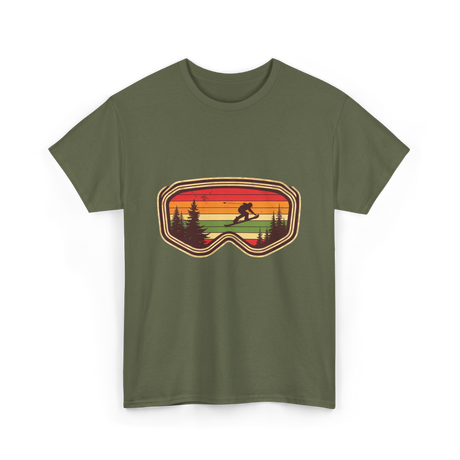 Snowboard Goggles Retro Adventure T-Shirt - Military Green