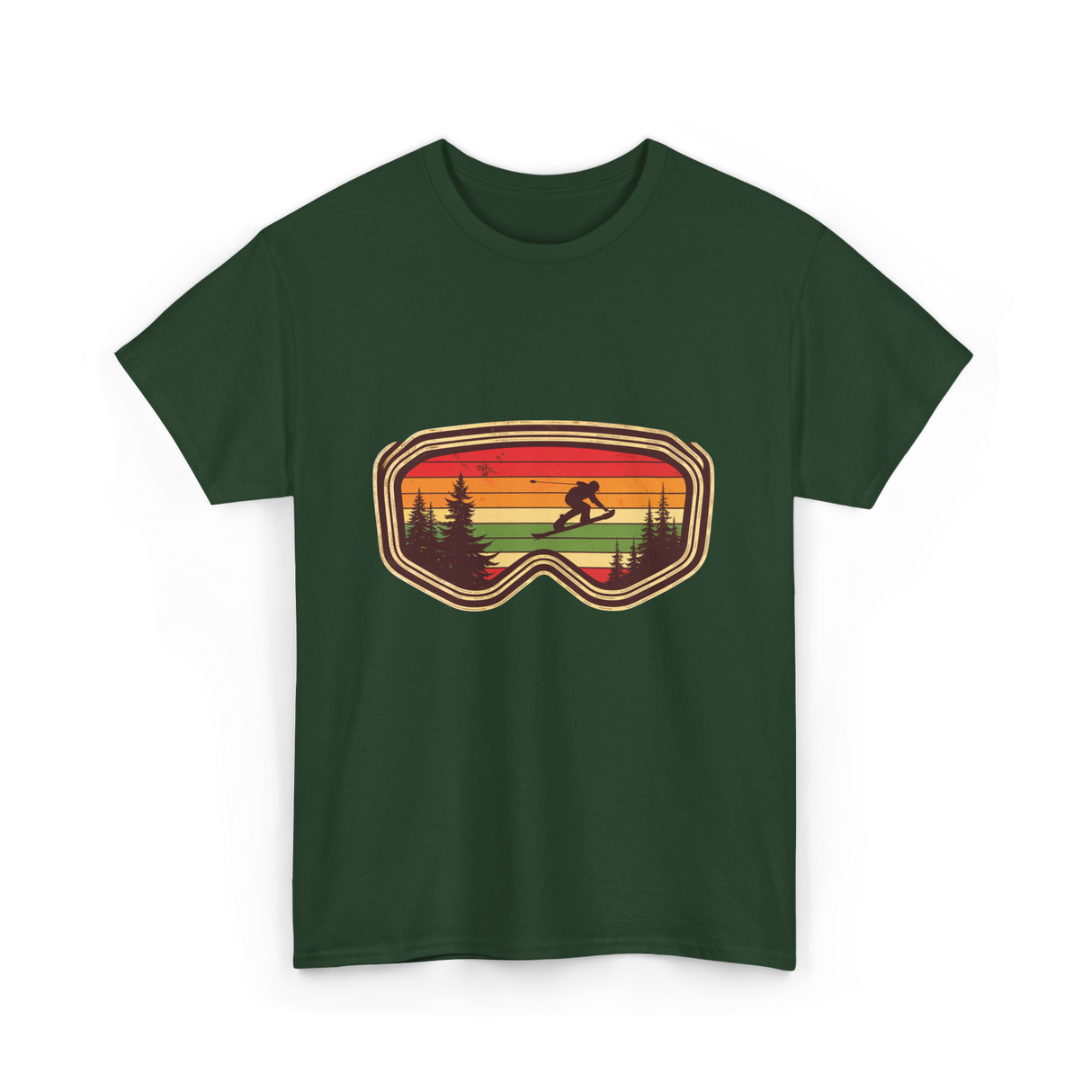 Snowboard Goggles Retro Adventure T-Shirt - Forest Green