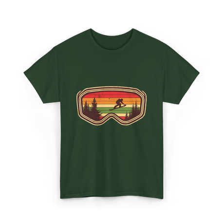 Snowboard Goggles Retro Adventure T-Shirt - Forest Green