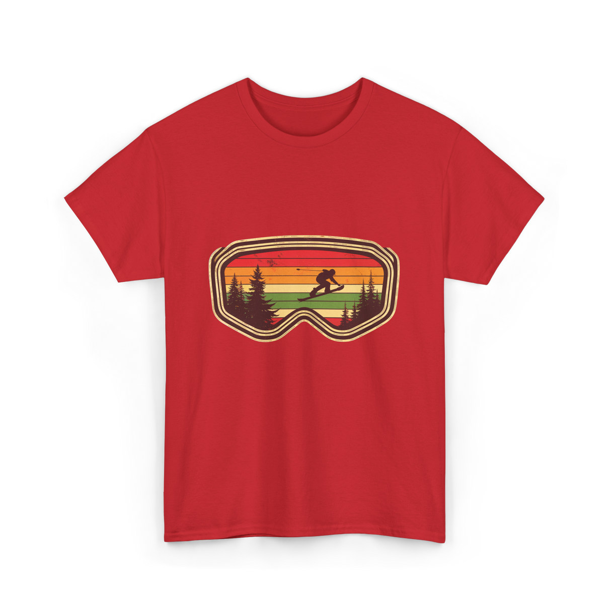 Snowboard Goggles Retro Adventure T-Shirt - Red